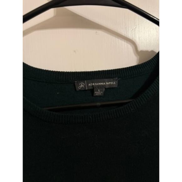 Adrianna Papell Women's Long Sleeve Green Shirt with Sheer Sleeves - Large - Picture 4 of 6